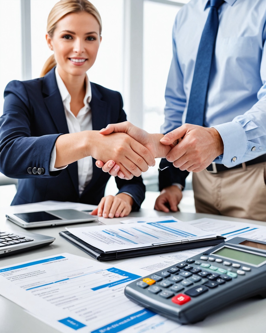 Business professionals meeting and shaking hands